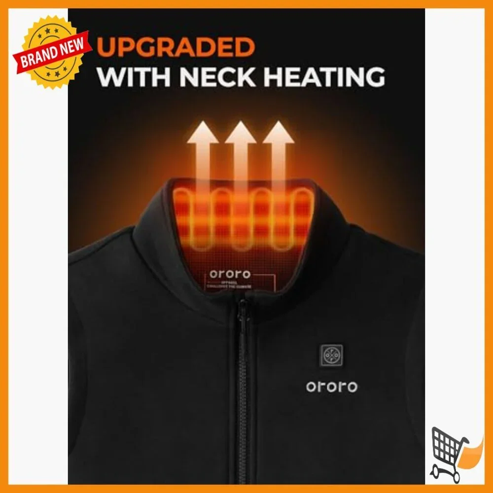 Heated Fleece Vest with Battery, 4-Zone Warming, Machine Washable, Regular Fit